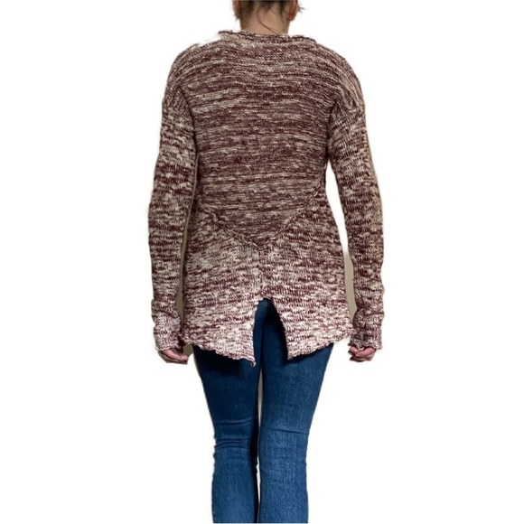 Michael Stars Burgundy/white split back sweater - Picture 3 of 10